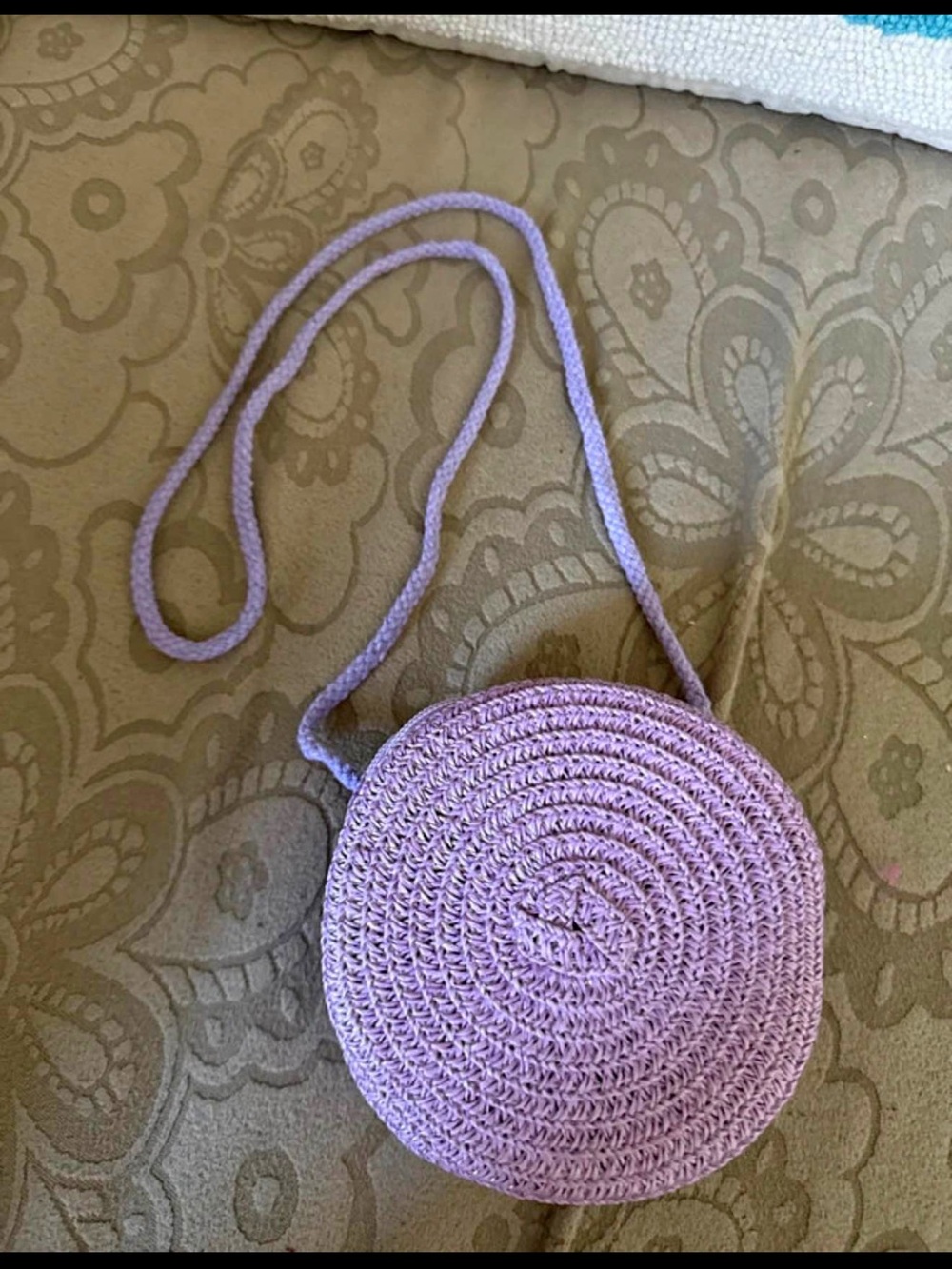 Handmade Lavender Crochet Round Crossbody Bag - For Little Girls